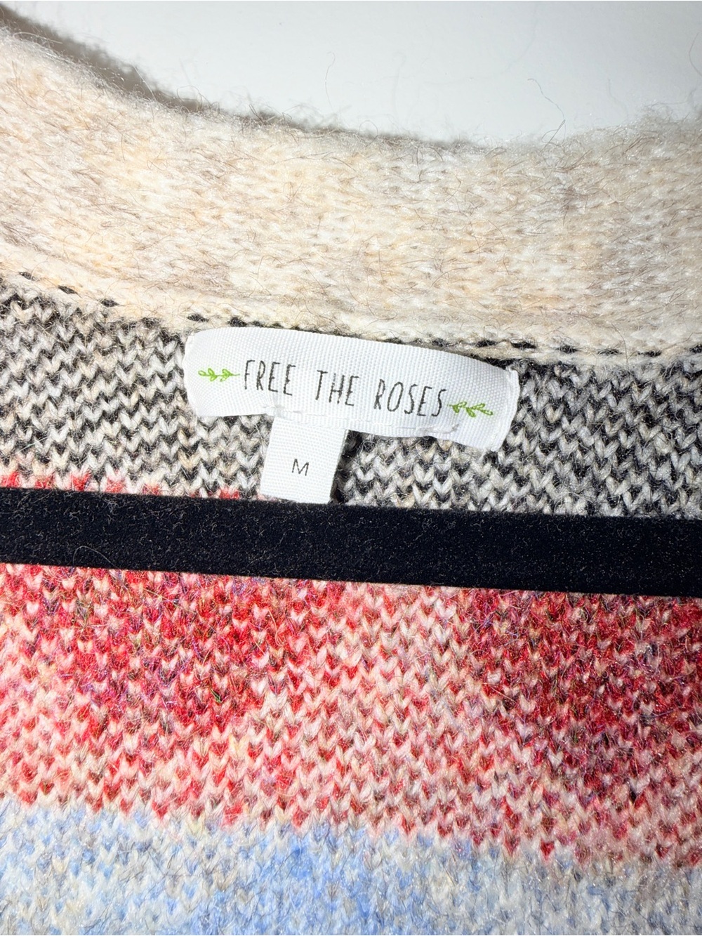 Free The Roses - Heart Pattern Button-Front Cardigan Beige Multi - Picture 6 of 6